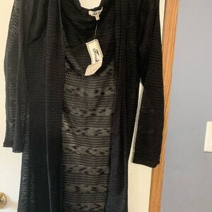Jessie Blu Black Open Front Cardigan Hoodie Size  medium 100% Polyester